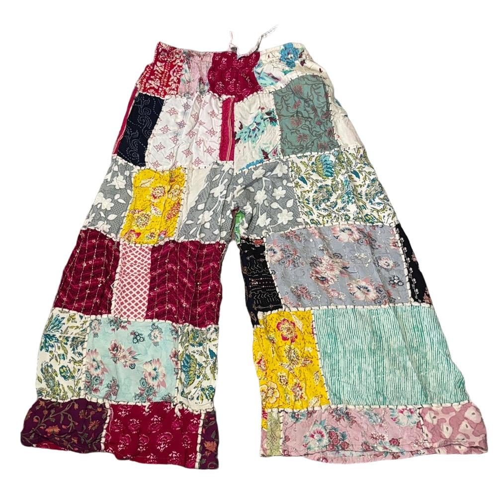 Patchwork Wide leg Pants One Size - Picture 2 of 6